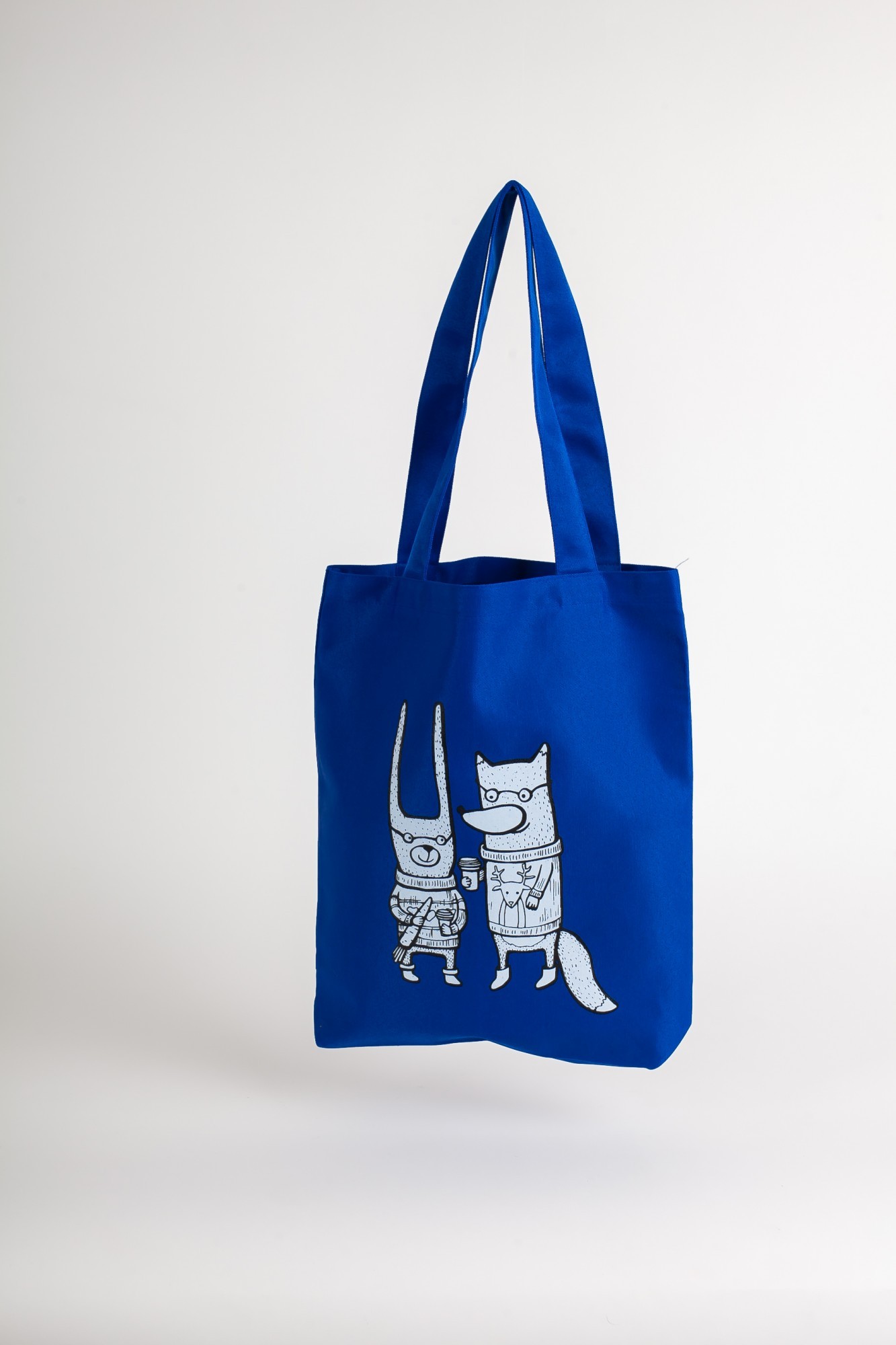 

Cумка KS.SHOP "Лис и заяц" Экосумка шоппер 33x42 смручка 60 см Грета синяя SS-00003