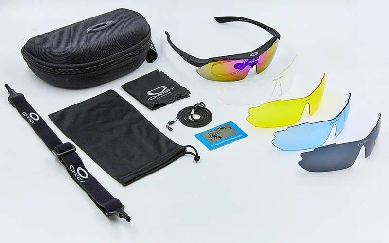 

Очки спортивные тактические OAKLEY 5 линз черные