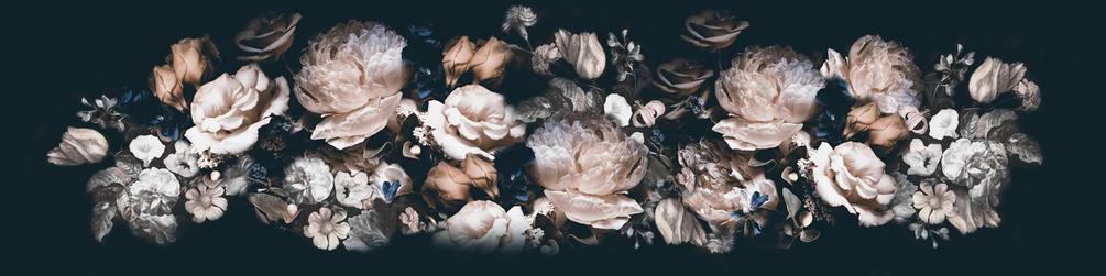 

Фотообои Арт-Обои Роскошные цветы на чёрном №47821 Аква