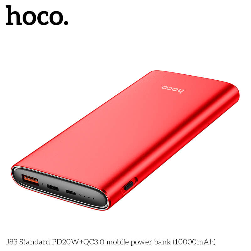 

УМБ Powerbank HOCO J83 Standard mobile power bank J83 10000mAh |1USB/1Type-C, 20W, 3A, QC/PD| Red