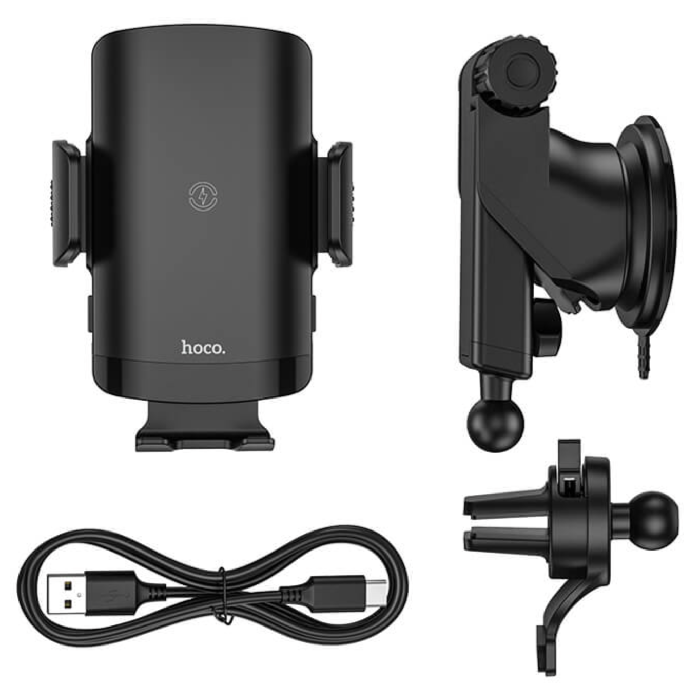 

Автодержатель с беспроводной зарядкой HOCO Avangard smart wireless charging car holder CA84 |15W, 4.5-6.7"| Black