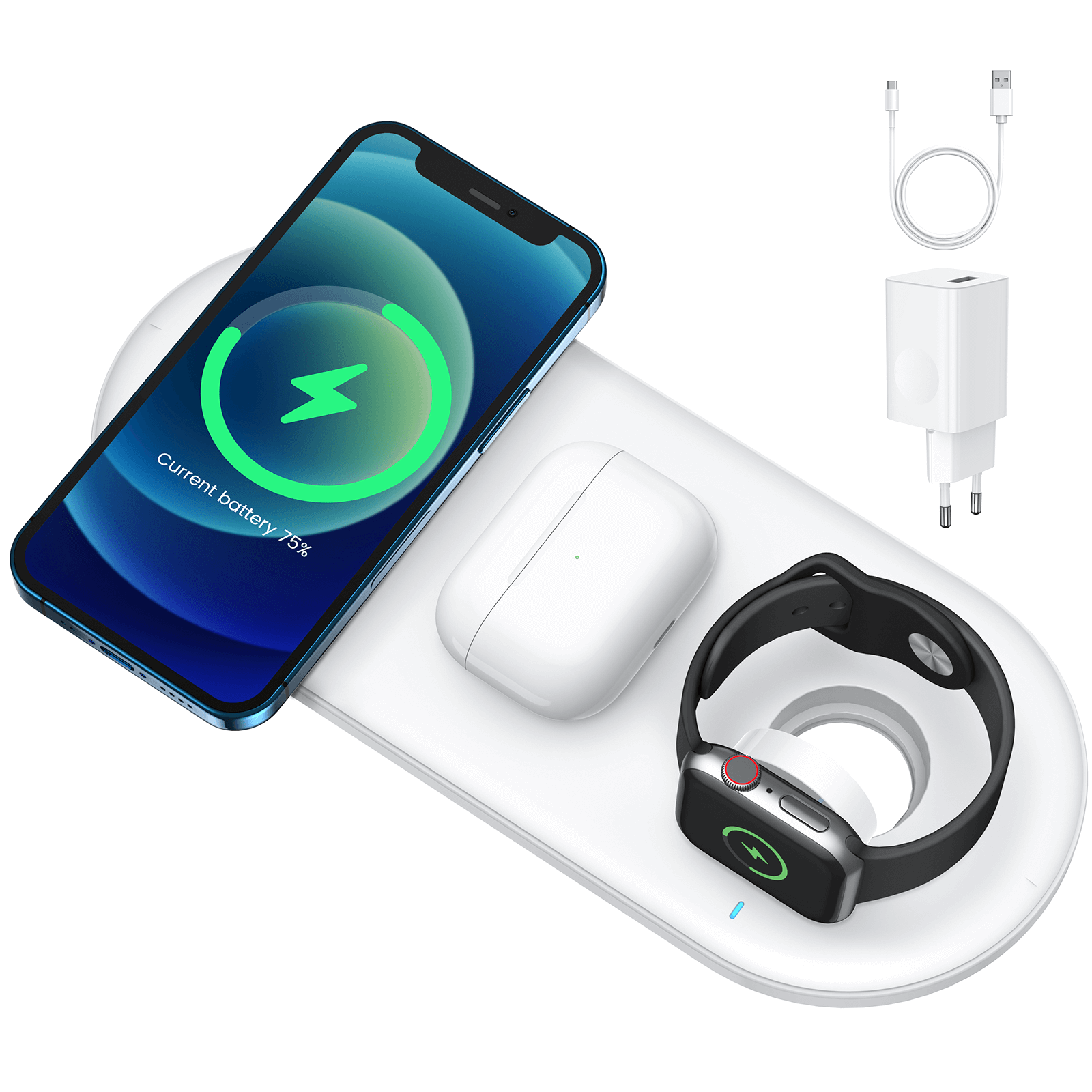 

Беспроводная зарядка JOYROOM 3 in 1 (without iwatch charging cable) JR-A27 |20W Max| White