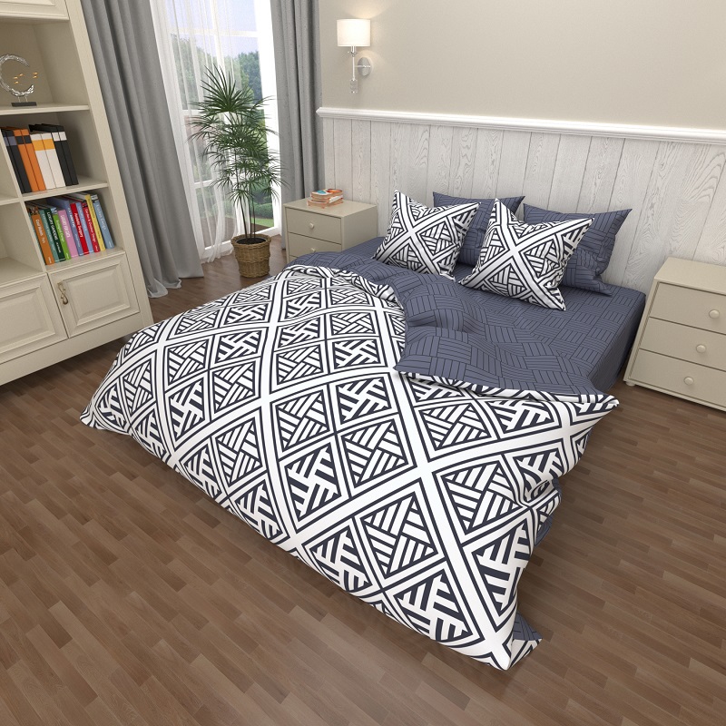 

Комплект постельного белья Уютная Жизнь Бязь Голд Семейный 150x220x2 (K-G-N-7753-A-B)