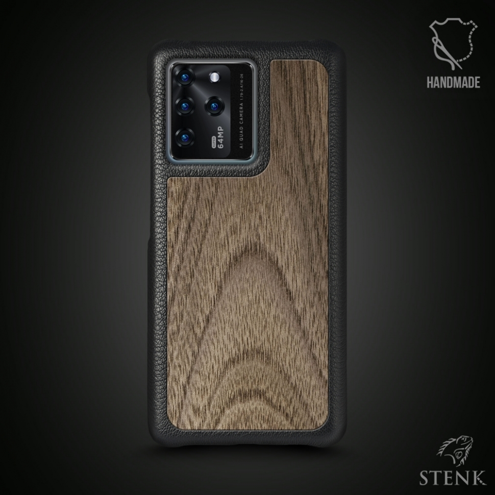 

Кожаная накладка Stenk WoodBacker для ZTE Blade V30 Чёрная