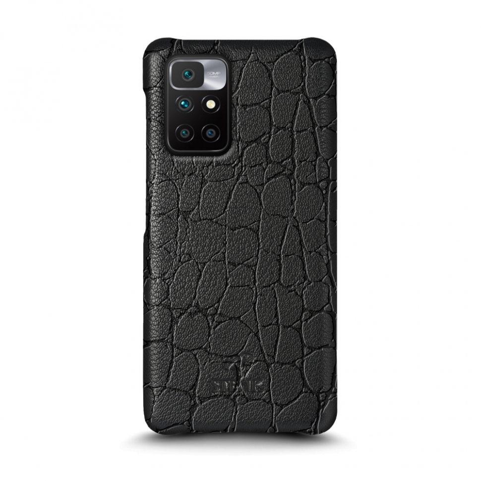 

Кожаная накладка Stenk Reptile Cover для Xiaomi Redmi 10 Чёрная