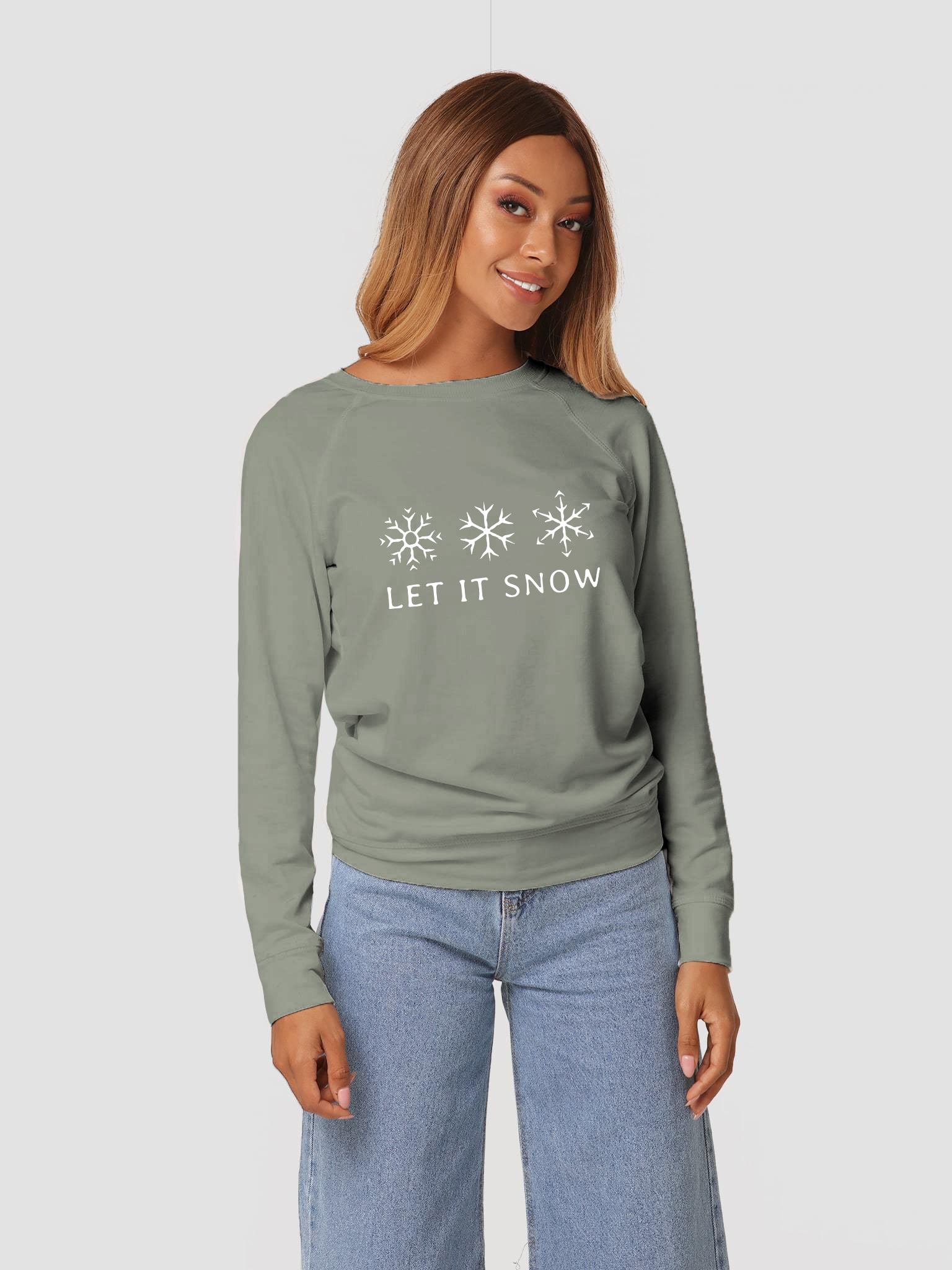 

Свитшот Love&Live Snowflakes LLP01206  Оливковый, Свитшот Love&Live Snowflakes LLP01206 L Оливковый