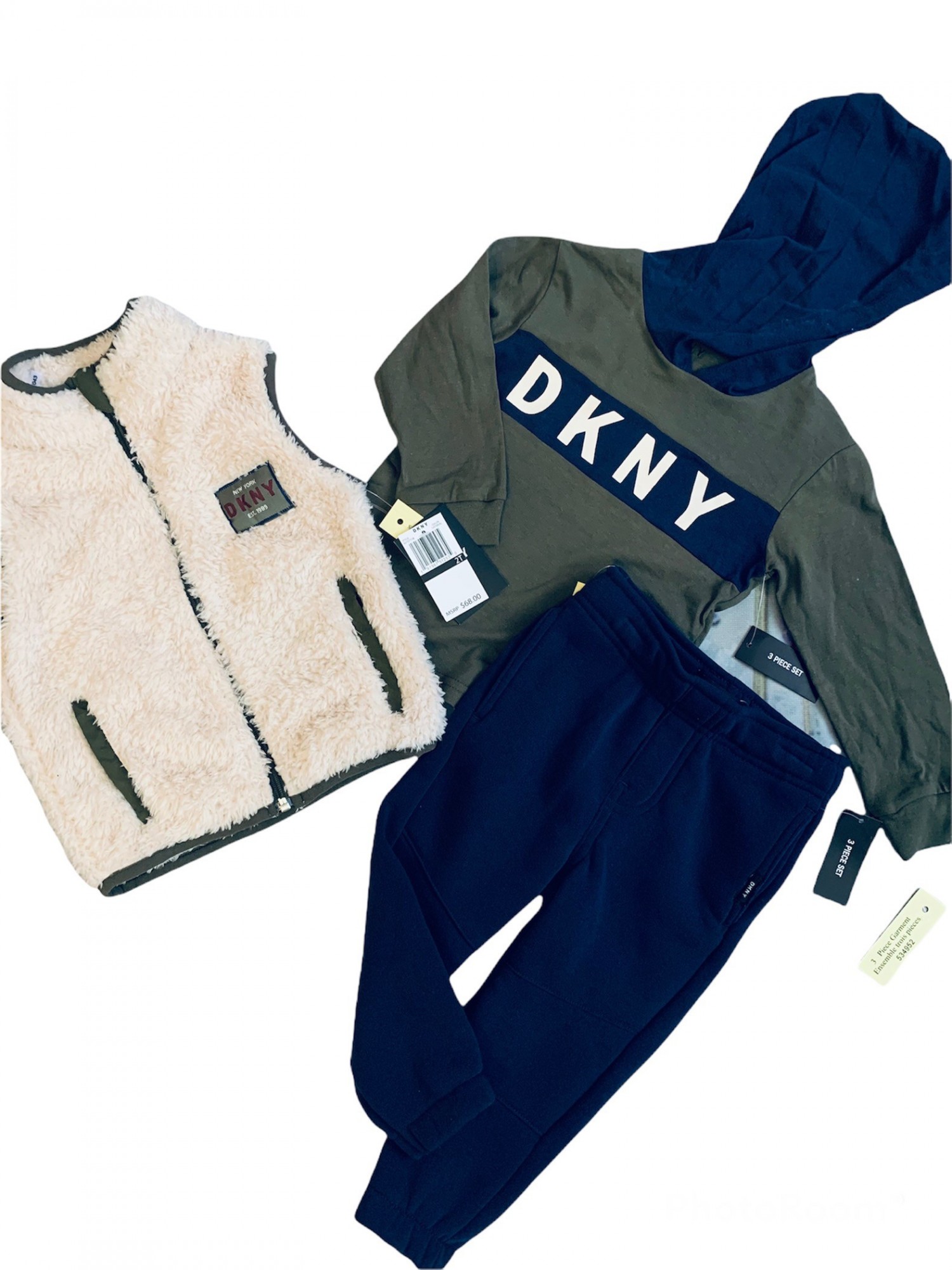 

Комплект (лонгслив + штаны + жилетка) DKNY 92 см Синий/зелёный
