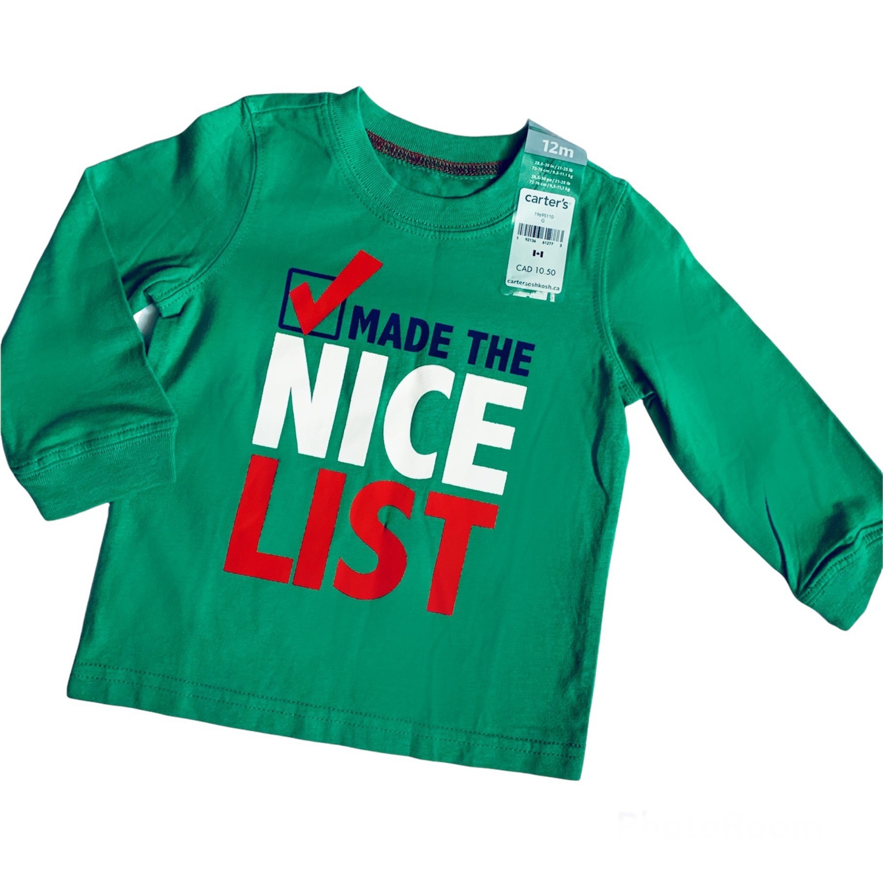 

Лонгслив Carters 72-76 см Зелёный с надписью