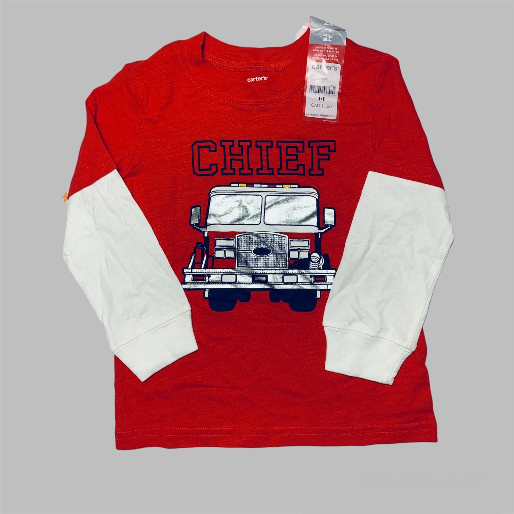 

Лонгслив Carters 88-93 см Красный с машиной