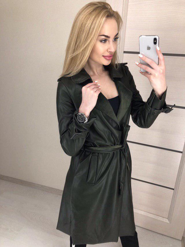 

Fashions • Женский плащ из эко кожи Милена Fashions 42-44 хаки (6040)