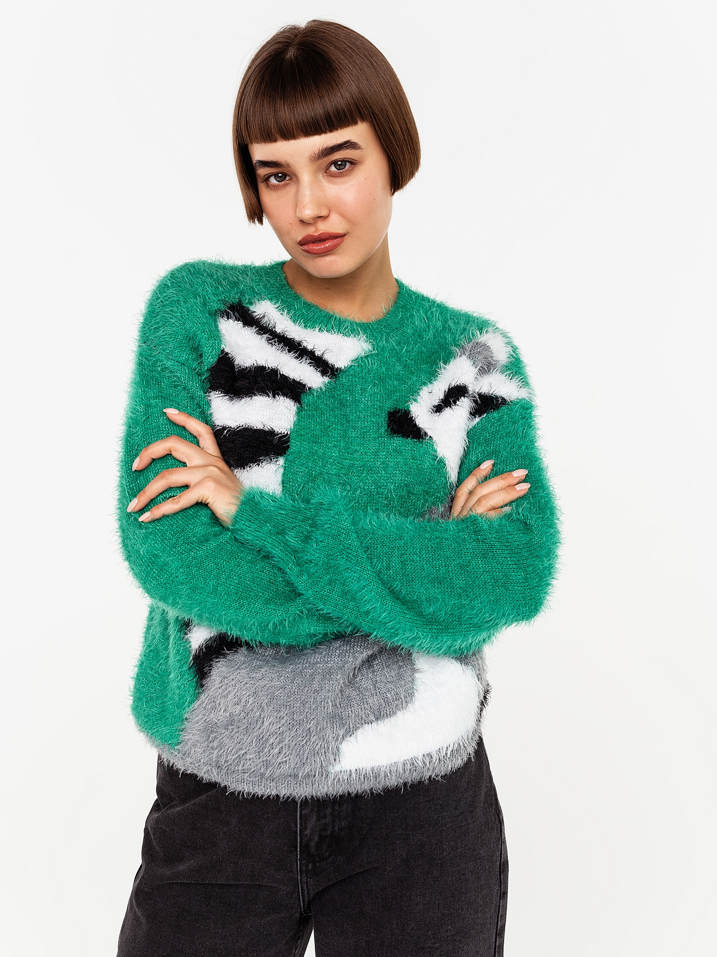 

Джемпер Befree 2041194835-14 XS Зеленый графичный принт