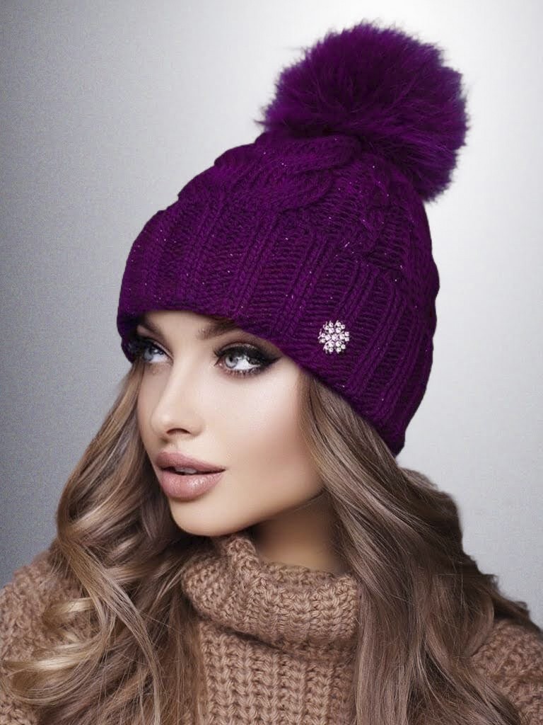 

Теплая шапка с бубоном Flirt Бэкки  марсала, Теплая шапка с бубоном Flirt Бэкки One Size марсала