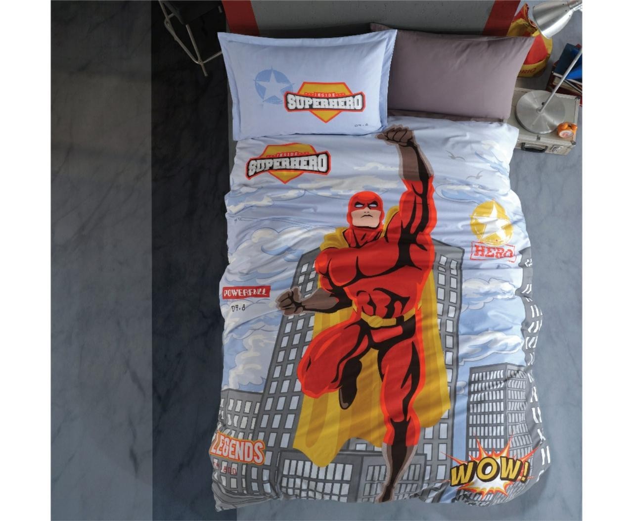 

Турецкое Подростковое постельное белье Aran Clasy SuperHero Супермен 160x220 Хлопок 100%