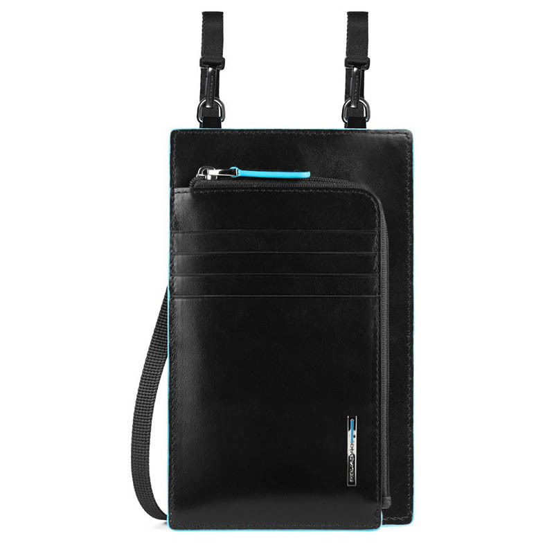 

Клатч кожаный Piquadro Blue Square Black для смартфона с RFID защитой