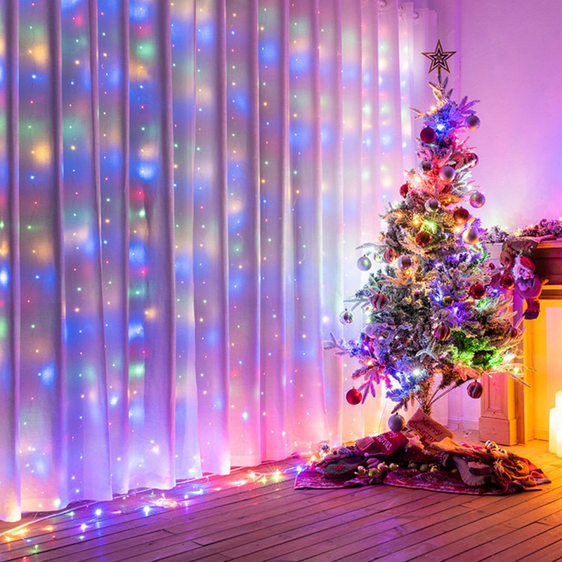 

Светодиодная новогодняя гирлянда штора-занавес Xmas 3х2.5м и 425 LED ламп RGB свет от сети 220В