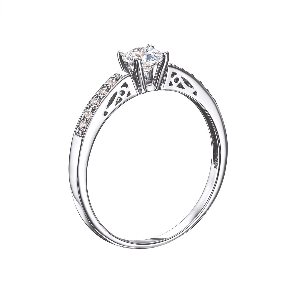 

Золотое кольцо Беатриче в белом цвете с фианитами S Zirconia и узорами 000128108 17.5 размера