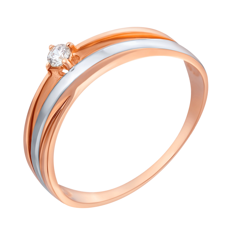 

Золотое кольцо в комбинированном цвете с белым фианитом S Zirconia 000070991 16.5 размера