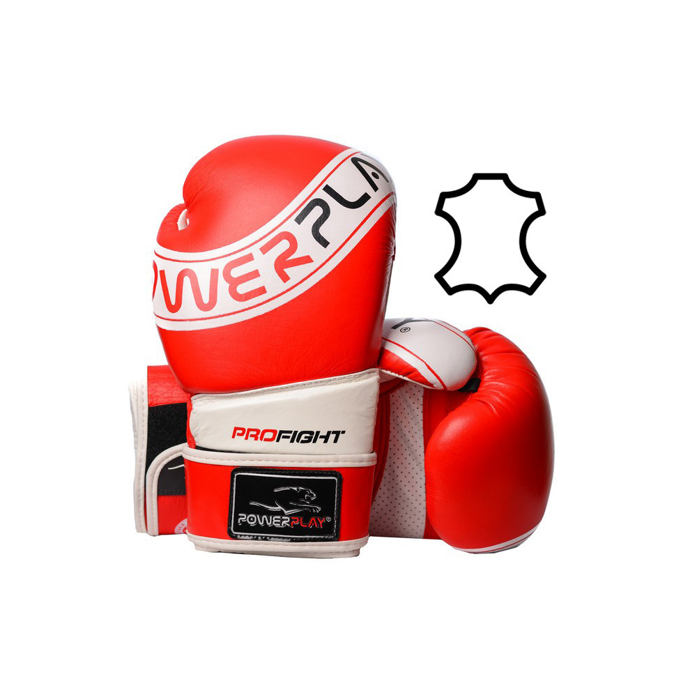 

Боксерские перчатки PowerPlay 3023 кожа Red-White 12 унций