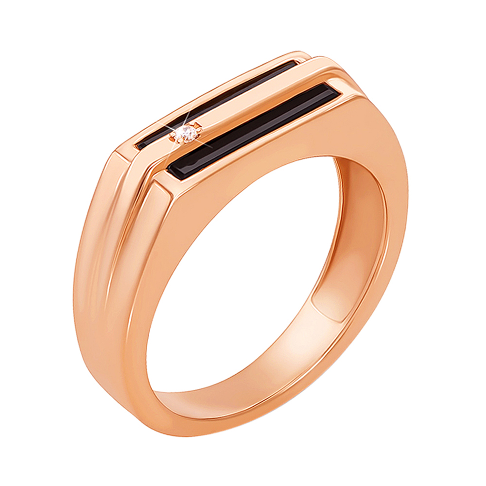 

Золотое кольцо-печатка Империал с ониксом и фианитом 000055217 21 размера