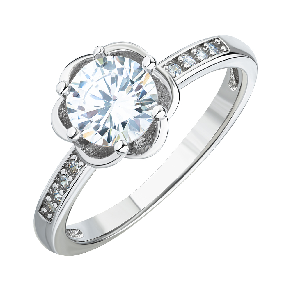 

Серебряное кольцо с фианитами 000147238 16.5 размера