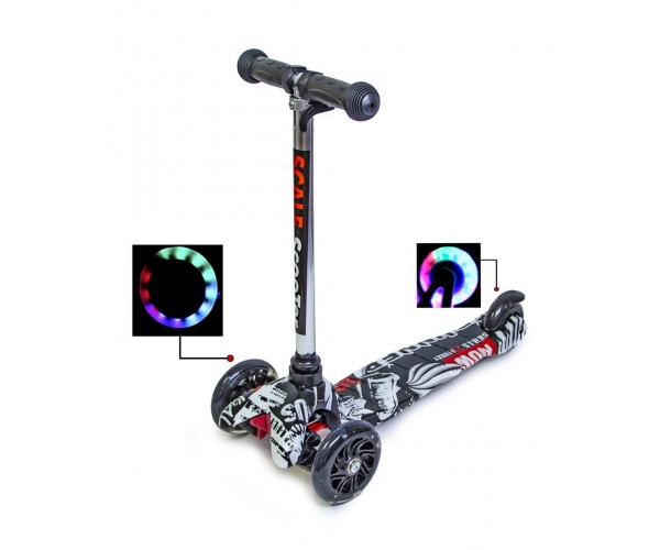 

Самокат трехколесный Scooter Mini Best Print, с рисунком, со светящимися колесами, Street