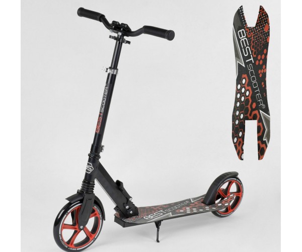 

Двухколесный самокат Best Scooter с 1 амортизатором и зажимом руля, колеса 22/20 см, 34750/2, Черно-оранжевый