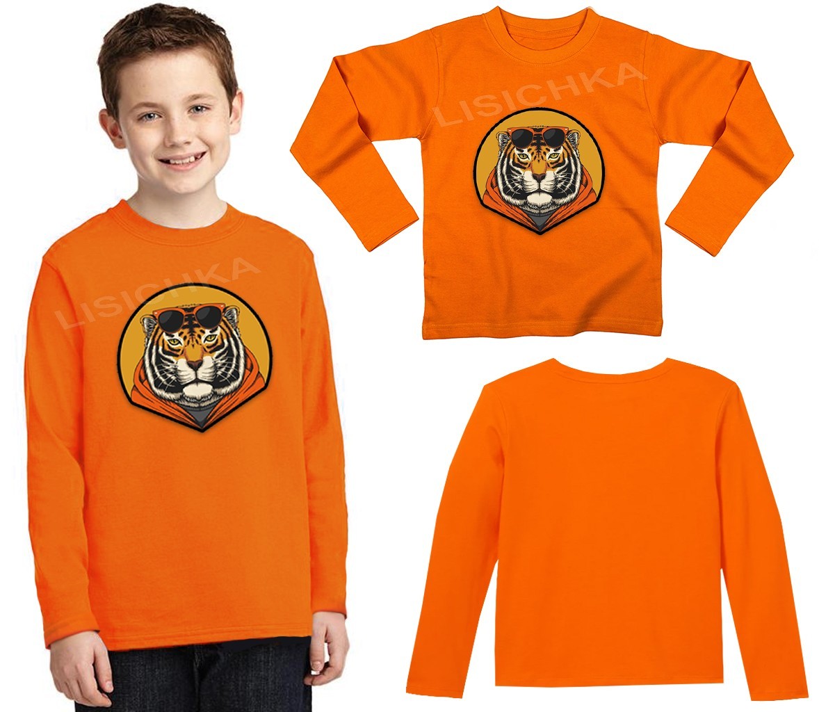 

Лонгслив, реглан Foxstyle Тигр, 140-146см, оранжевый
