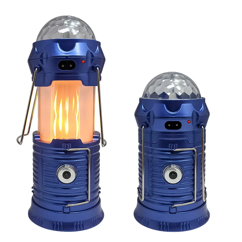 

Кемпинговый складной фонарь SX-6899T с USB и Disco шаром, с имитацией пламени, power bank Синий (ER302534098848)