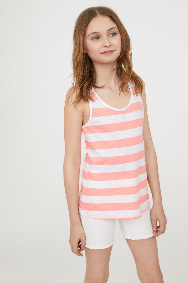 

Бело-розовая детская летняя майка H&M art708181 (размер XS)