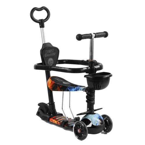 

Самокат 5в1 S 5203 (1) Best Scooter, абстракция, с защитным бампером, PU колеса, подсветка колес, в коробке [коробка]104482 [s5203]