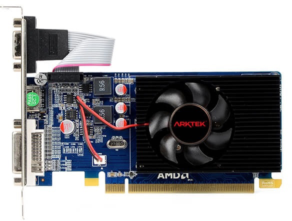 

Arktek PCI-Ex Radeon R5 230 1GB GDDR3 (64bit) (625/1000) (DVI, VGA, HDMI) (AKR230D3S1GL1)