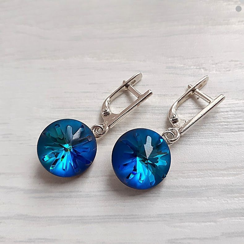 

Серьги Hand Made с кристаллами подвесками Swarovski Морской Ёж