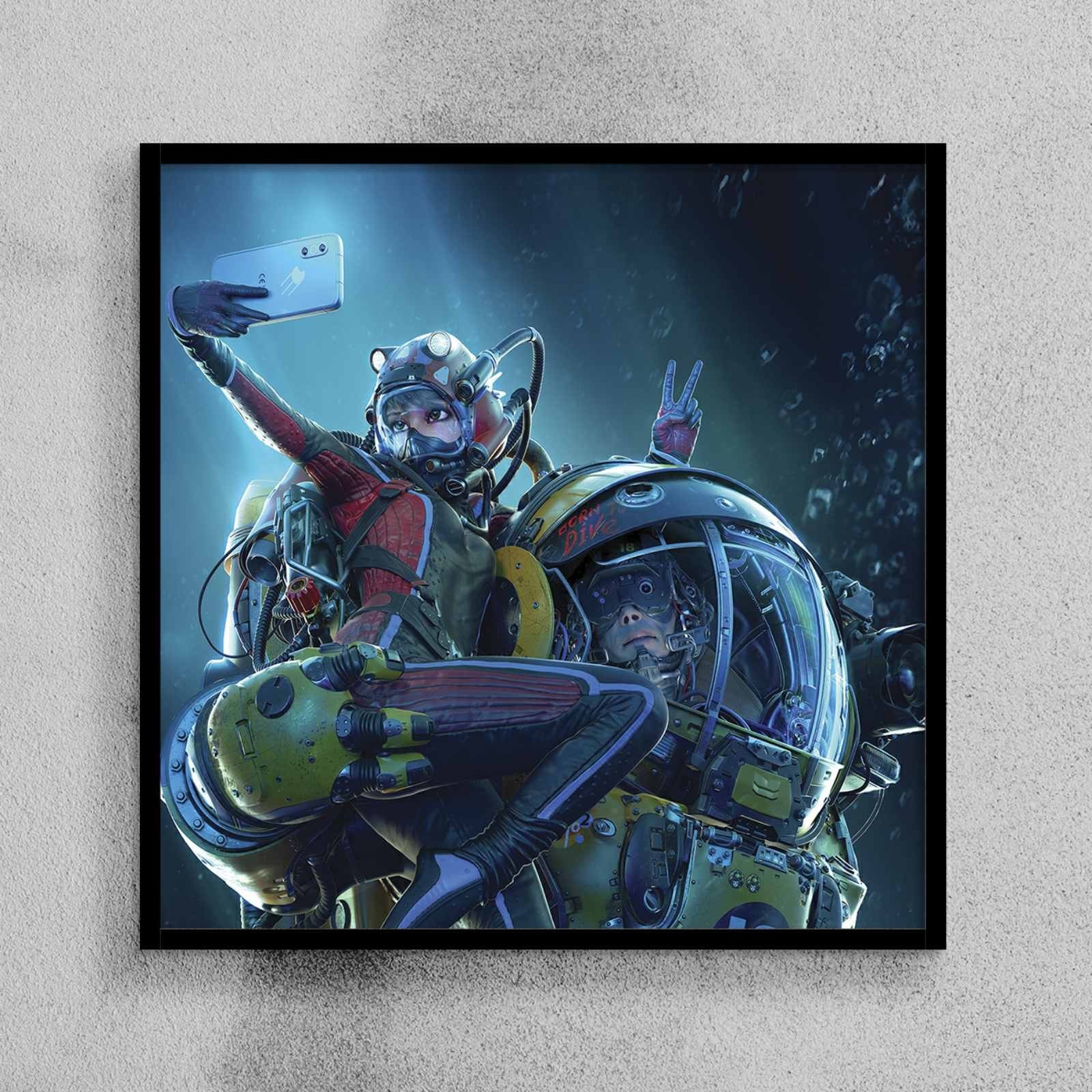 

Постер HELLO Posters Cyber Punk Дайвинг 50х50 см в рамке