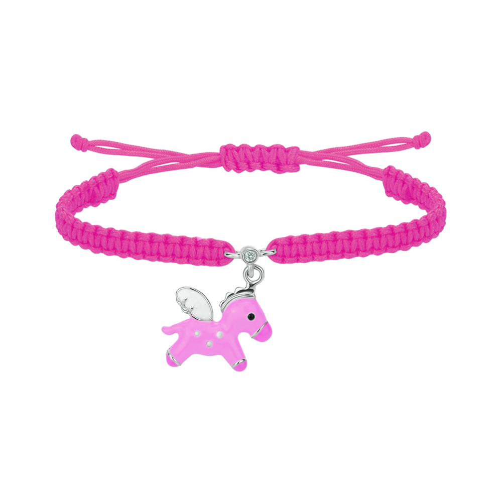 

Браслет из серебра и нейлоновой нити с фианитом S Zirconia и эмалью 000145378 13 размера