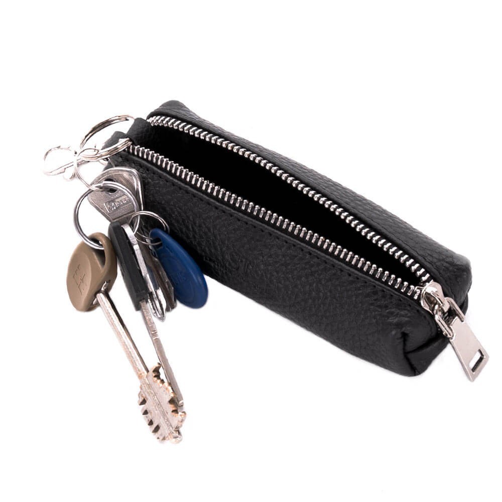 

Ключница кожаная на молнии ST черная (343 black)
