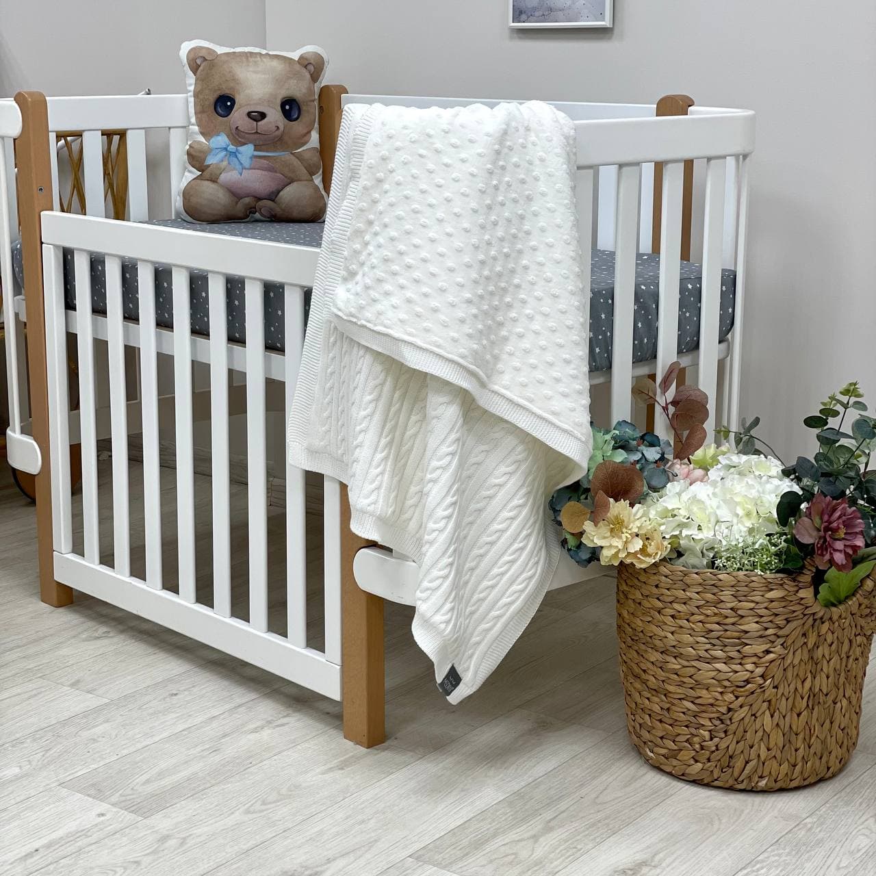 

Плед WellSoft детский Косы белый 80х100 см