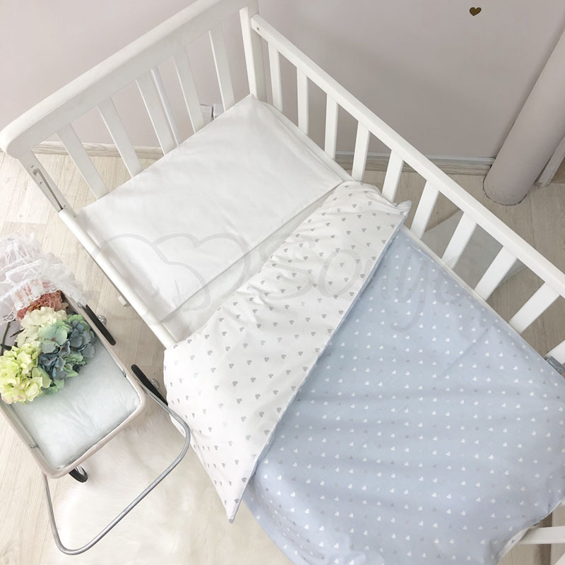 

Комплект сменного белья в кроватку (3 предмета) Shine голубой сердечко