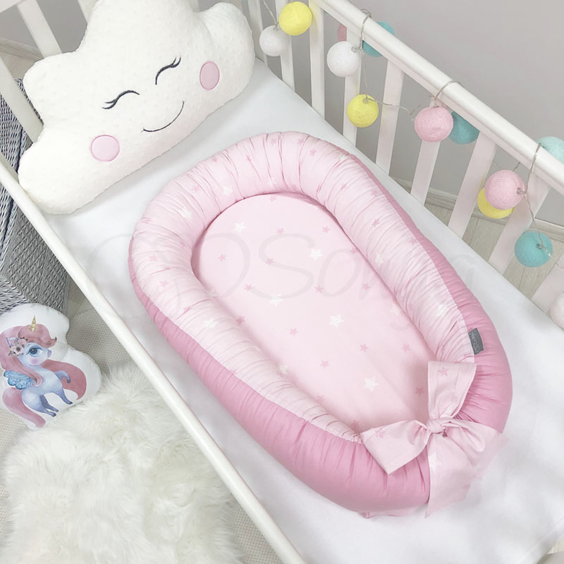 

Кокон позиционер для новорожденных 90х65 см Baby Design Звезды на розовом