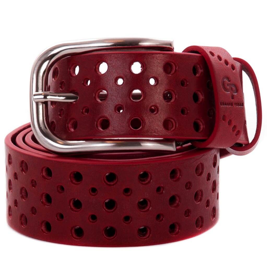

Ремень женский кожаный перфорированный Grande Pelle красный