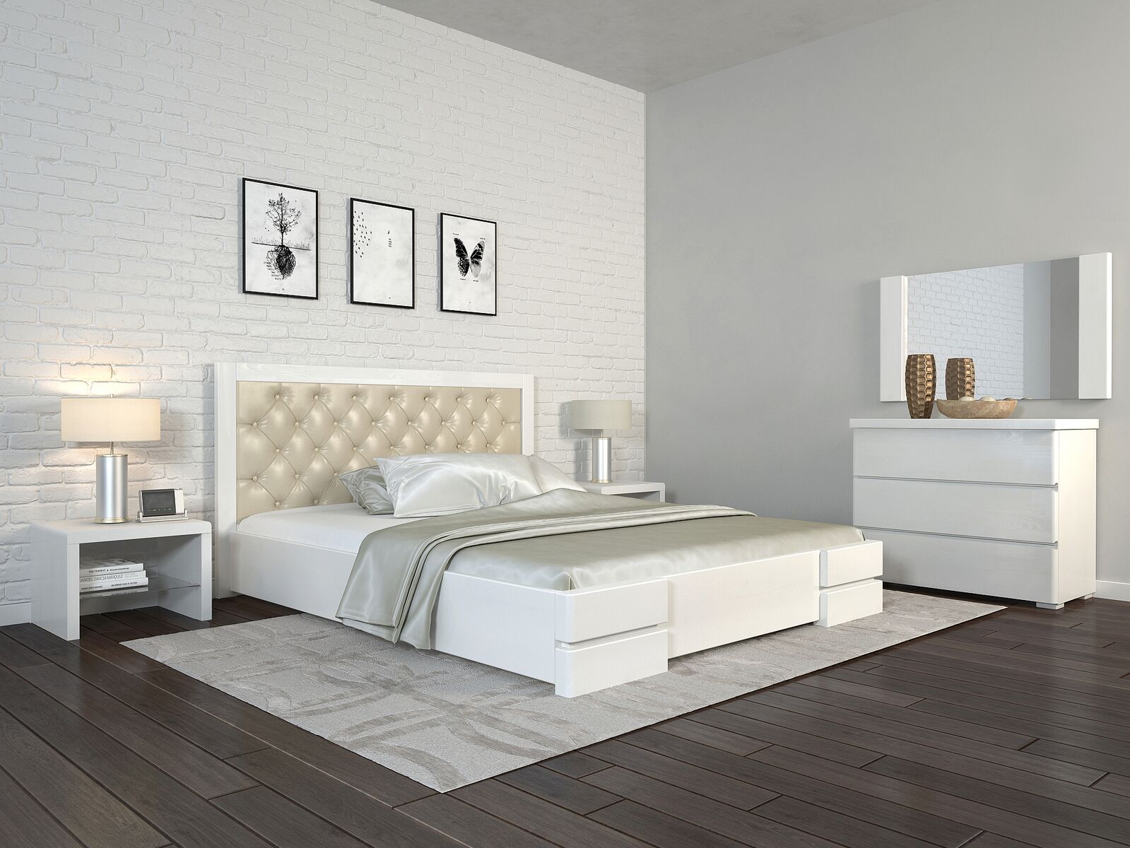 

Кровать Arbordrev Регина Люкс ромбы без ПМ (120*190) сосна Белый