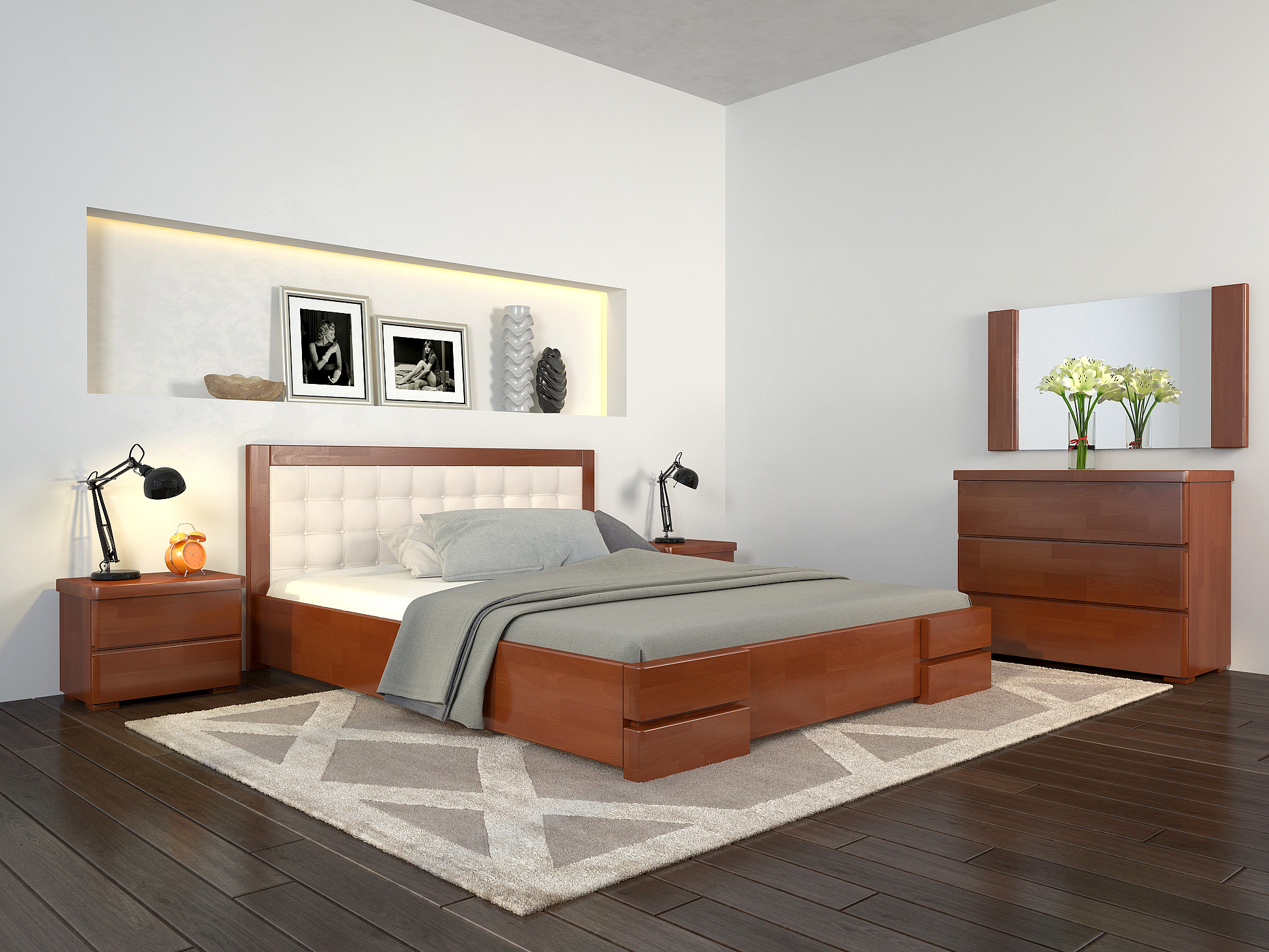 

Кровать Arbordrev Регина Люкс квадраты без ПМ (120*200) сосна Яблоня локарно