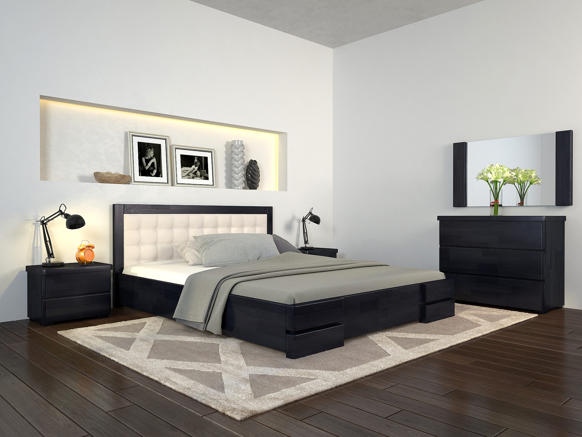 

Кровать Arbordrev Регина Люкс квадраты без ПМ (160*200) бук Венге