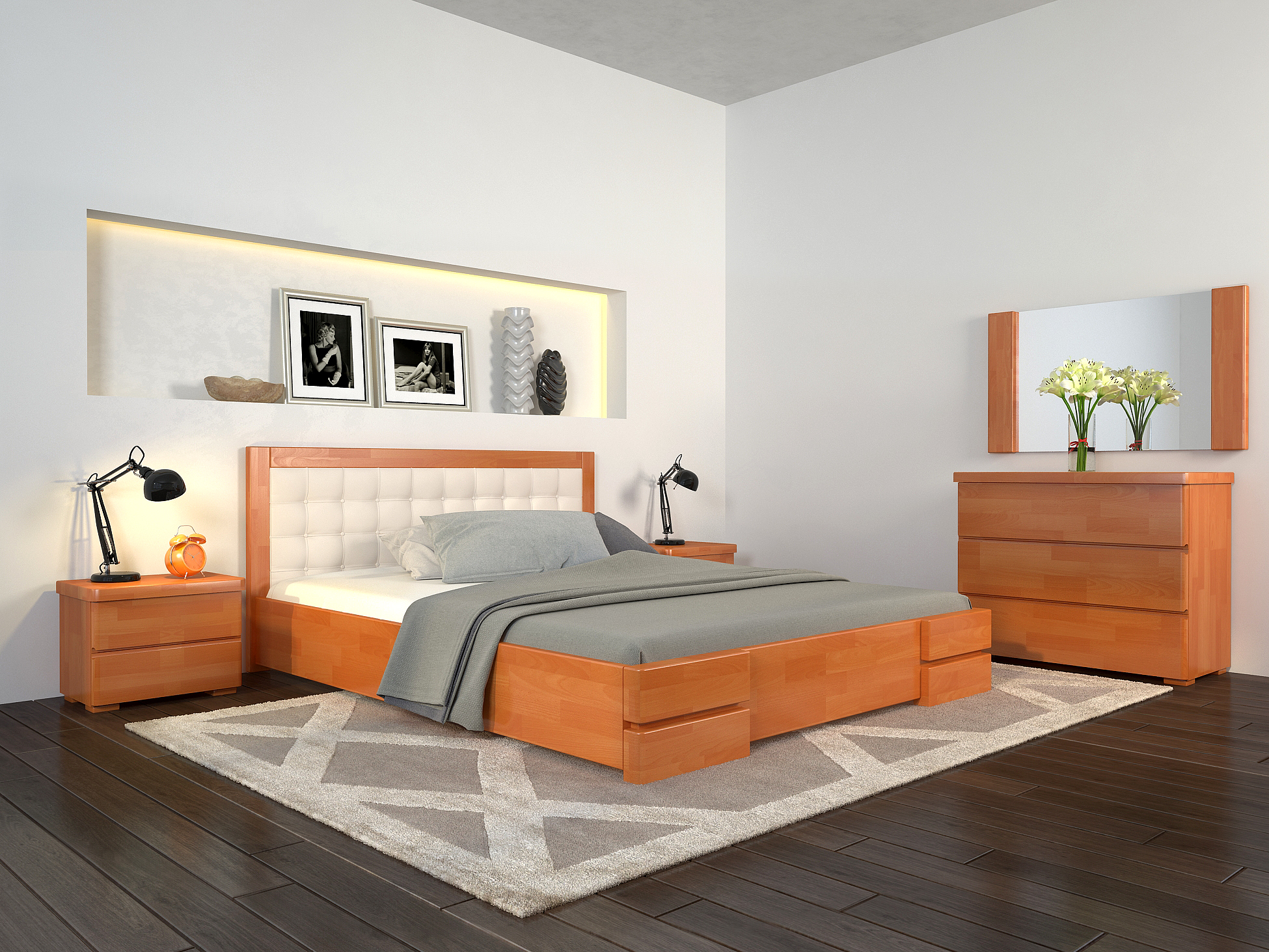 

Кровать Arbordrev Регина Люкс квадраты без ПМ (120*200) бук Ольха