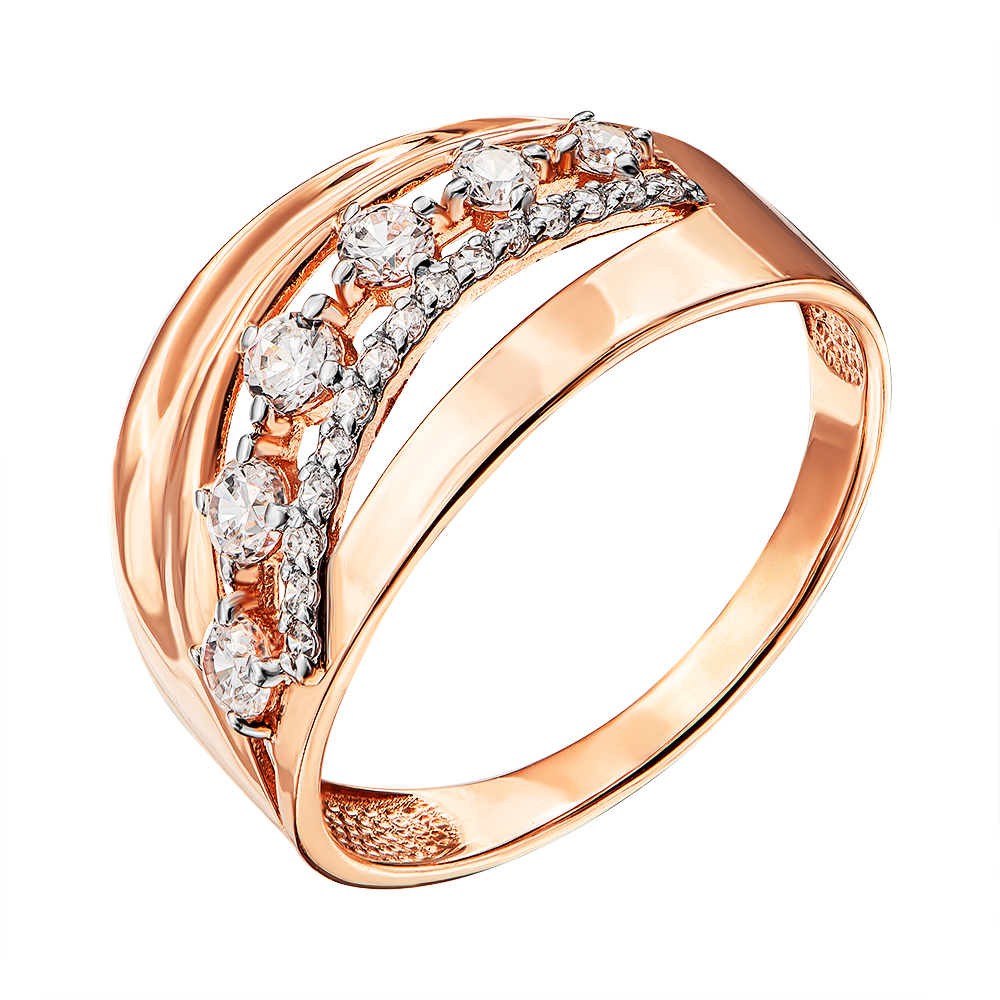 

Кольцо из красного золота с фианитами и родированием 000135348 18 размера