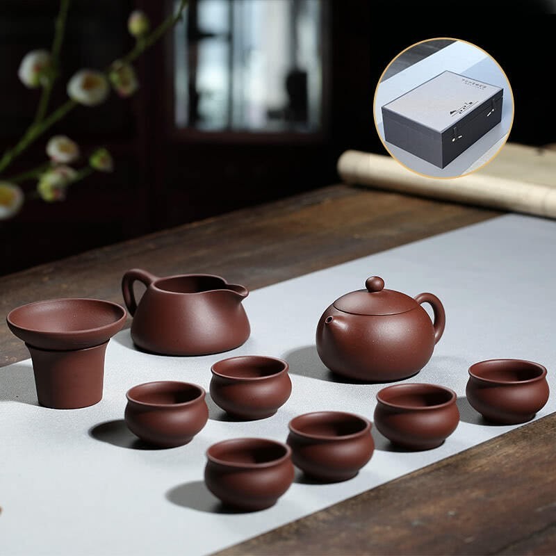 

Набор посуды для китайской чайной церемонии Гунфу Ча из 9 предметов (исинская глина)