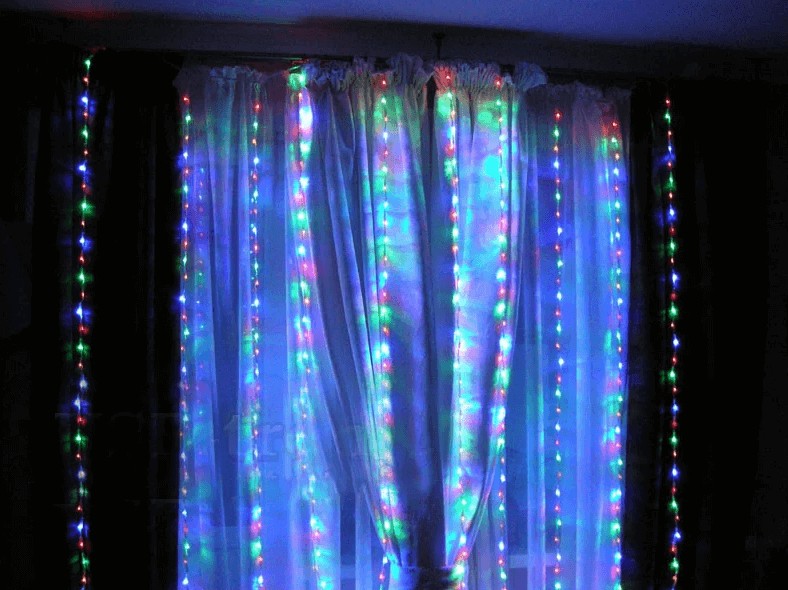 

Гирлянда штора микс 200 LED 2mx2m, 10LED X 20 сосулек