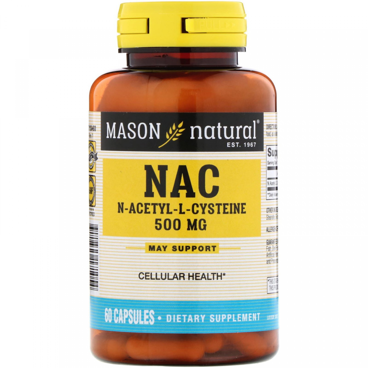 

NAC N-Ацетил-L-цистеин, Mason Natural, 60 капсул