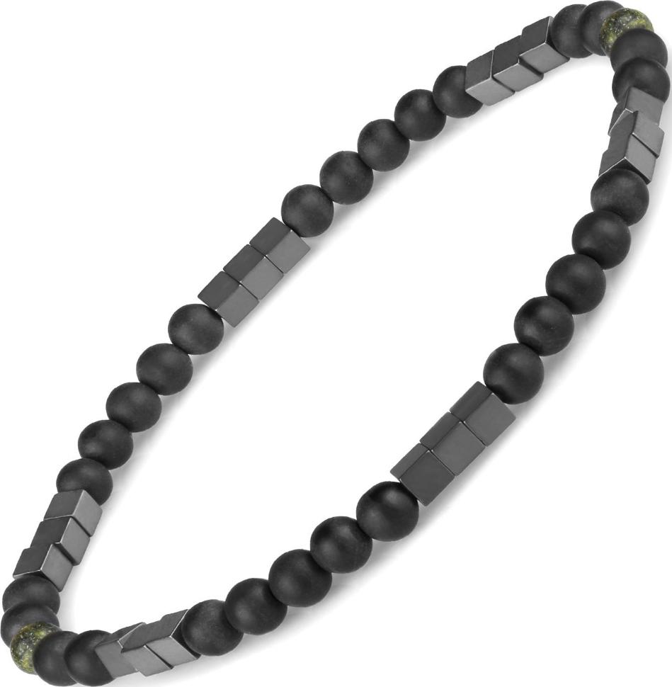 

Браслет Everiot из змеевика и гематита LNS-0294 на резинке (Размер: 22)