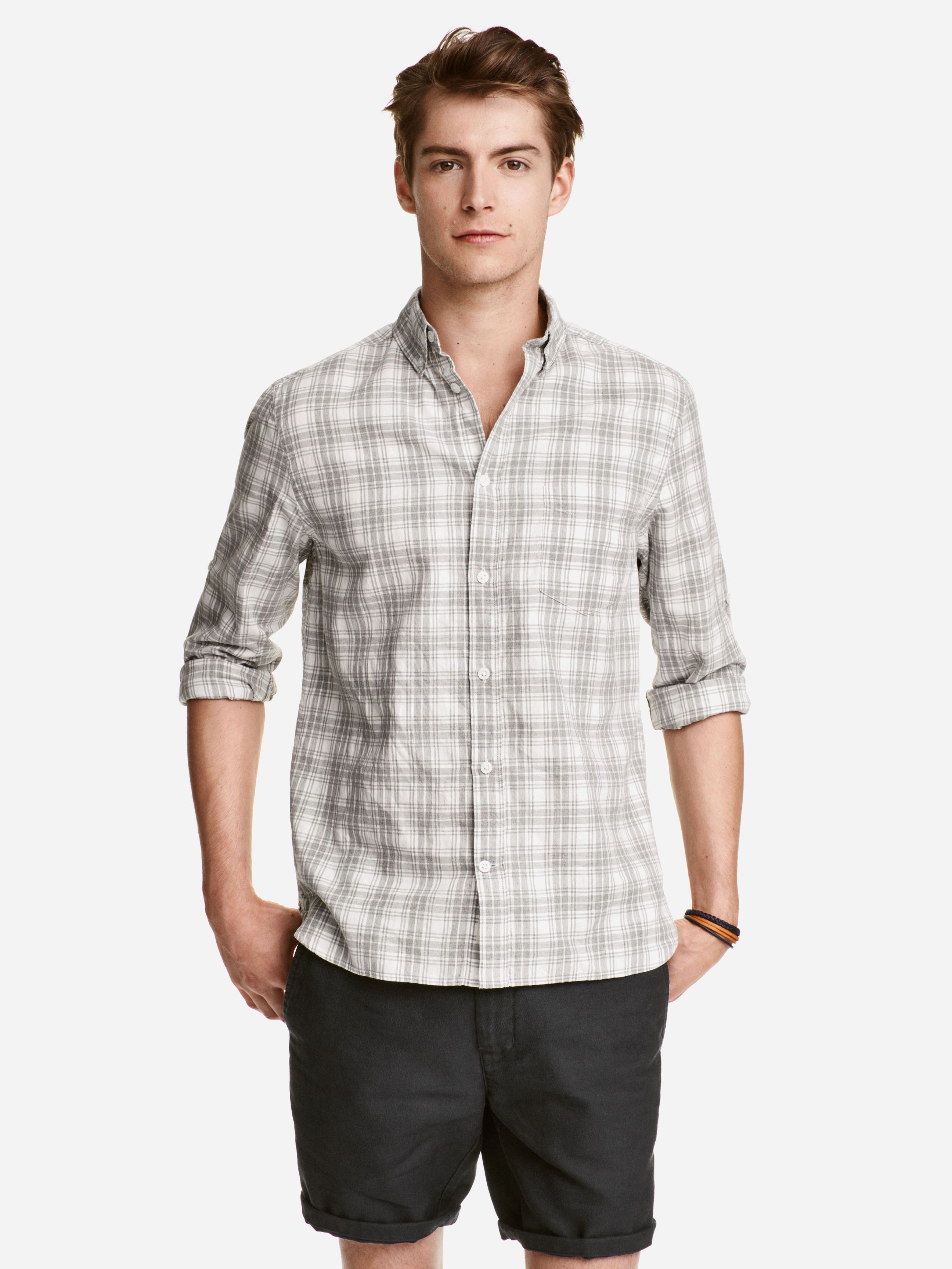 

Рубашка H& XAZ020371XKNW  Серая с белым, Рубашка H&M XAZ020371XKNW M Серая с белым