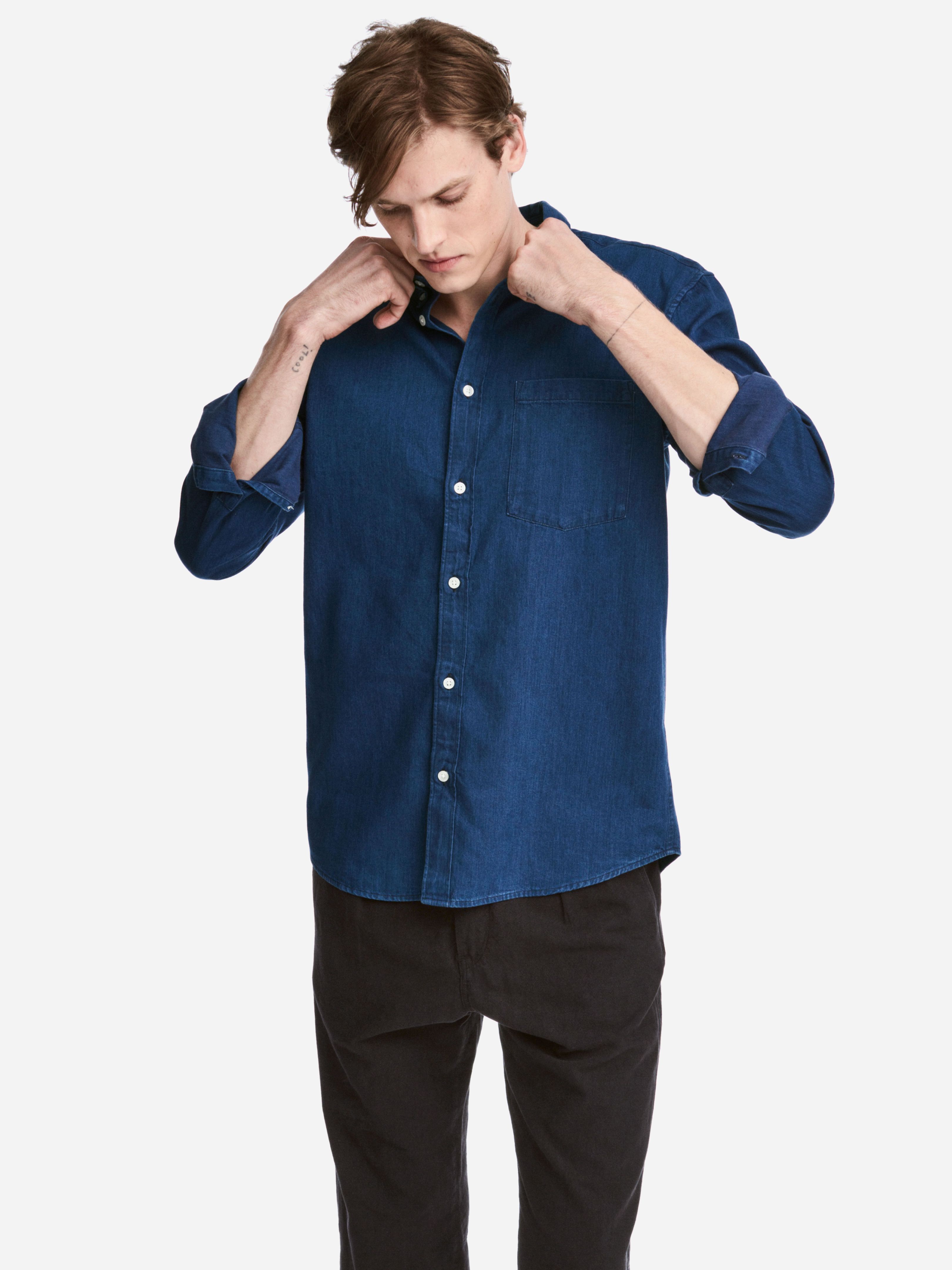 

Рубашка джинсовая H&M XAZ084087RJGR  Темно-синяя, Рубашка джинсовая H&M XAZ084087RJGR XS Темно-синяя